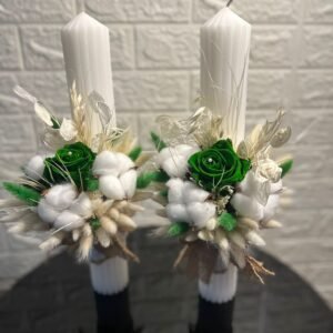 Lumânări de nuntă cu trandafiri criogenați